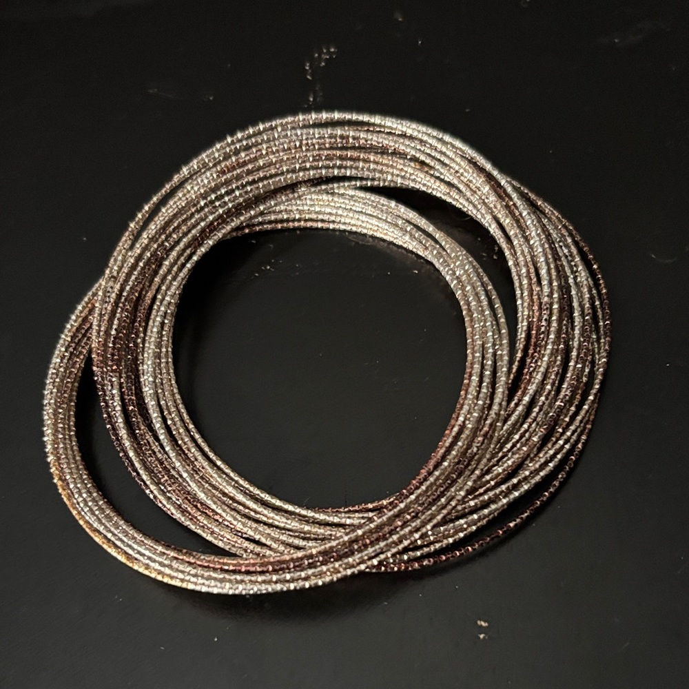 Elegant Silver and Gold Bangle Set